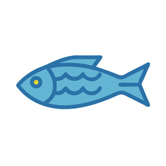 Simple blue fish illustration on black background stock