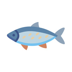 Isolated cartoon blue fish on black background