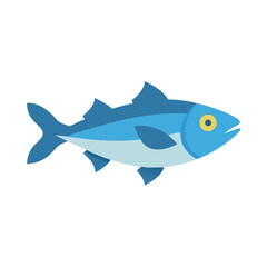 Stylized Blue Fish Illustration on Black Background
