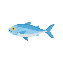 Isolated blue fish vector illustration on black background