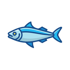 Stylized blue fish with dark outline on black