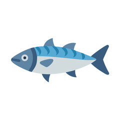 Stylized mackerel fish illustration on black background