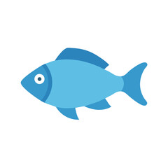 Simple blue fish illustration on a black background