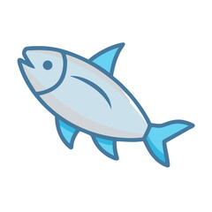 Stylized cartoon fish swimming on black background