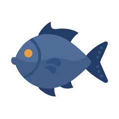 Isolated blue fish illustration on black background