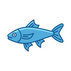 Simple blue fish illustration on black background art
