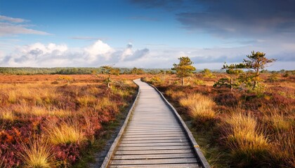 hohes venn moor high fens hautes fagnes holzsteg im herbst