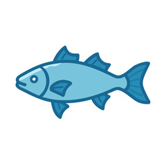 Isolated blue fish graphic on black background