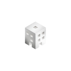 Obraz premium Minimalistic 3D Icon of a Building with Multiple and Structural Details in a Monochrome Gray Color for Architectural and Urban Design Concepts
