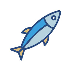 Stylized Single Fish Illustration on Black Background