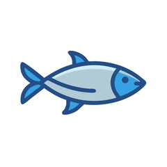 Blue fish illustration against a black background