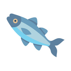 Flat style illustration of a blue fish swimming