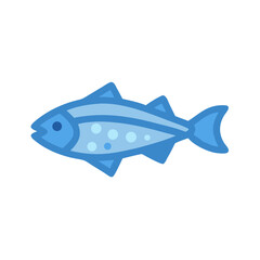 Stylized Blue Fish Illustration on Dark Background