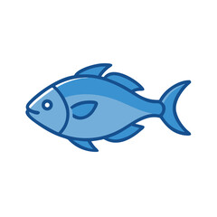 Illustration of a blue fish swimming on black background