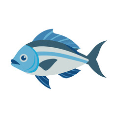 Blue Fish Illustration with Flat Design on Black