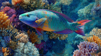 vibrant fish near reef edge