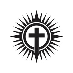 Fototapeta premium christian cross sign hipster sun starburst circle vector silhouette