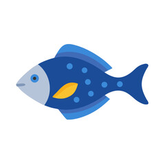 Stylized blue fish on black background flat illustration