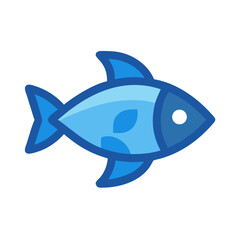 Blue fish on black background simple flat design