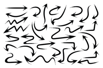 Simple black arrow icons set in various directions, shapes, Arrows mark set collection