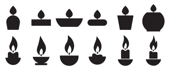 Set of collection candle. Religion candle symbol set. Candle icon. Burning candle icons. Vector illustration eps 10