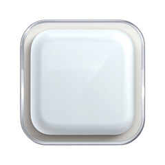 Minimalist White Square Smart Home Button with Rounded Edges and Sleek Modern Design for Technology Control and User Interface Applications
