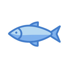 Blue fish graphic isolated against black background simple