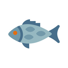 Flat Vector Fish Illustration on Black Background