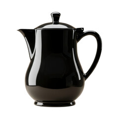 Obraz premium Elegant black ceramic coffee pot with lid isolated on transparent background