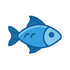 Isolated cartoon blue fish icon on black background