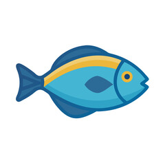 Cute cartoon fish icon isolated on black background