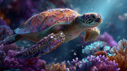 Fototapeta premium vibrant underwater world close-up