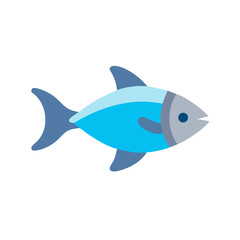 Simple blue fish illustration on black background