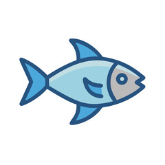 Stylized blue fish illustration on black background graphic