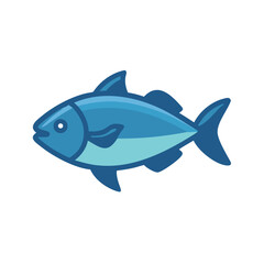 Cartoon stylized blue fish vector on black background