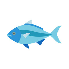 Stylized blue fish illustration on black background