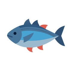 Flat design tuna fish icon on black background