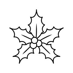 Fototapeta premium christmas holly line art vector silhouette
