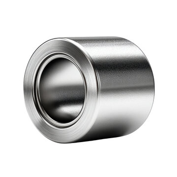 Close-up of a shiny metallic ball bea showing detailed surface texture and smooth finish isolated on a white background with high clarity and contrast