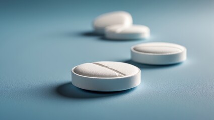 Isolated white pills in selective focus