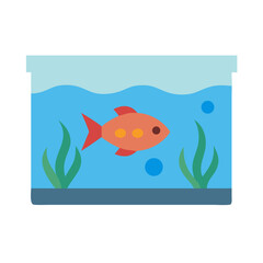 Naklejka premium Stylized cartoon fish in a rectangular aquarium setting