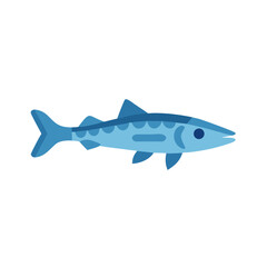 Isolated blue barracuda fish illustration on a black background