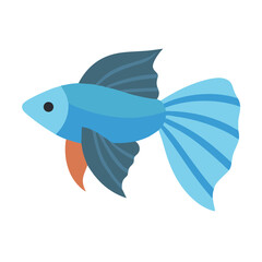 Cute blue guppy fish illustration on black background