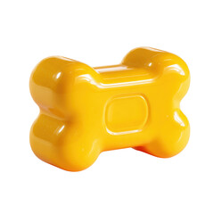 Bright Yellow Bone-Shaped Dog Toy Made of Durable Plastic Perfect for Chewing Play and Fetch in Yard or Indoors