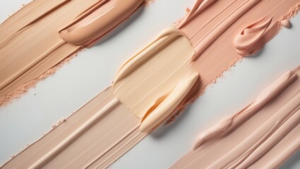 Subtle beige application of makeup foundation or paint against a blank backdrop