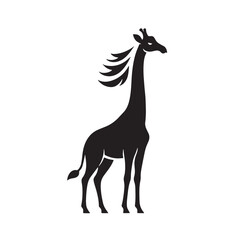 Black Color Giraffe Silhouette Vector Illustration, Solid White Background. minimal vector design
