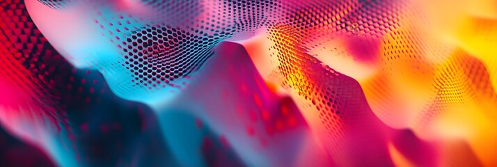 Vibrant abstract digital design with textured forms.