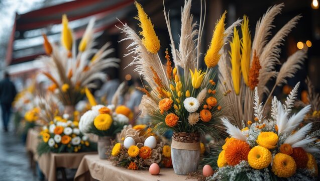 Easter market features traditional Lithuanian palms called verbos, part of the annual crafts fair in March.