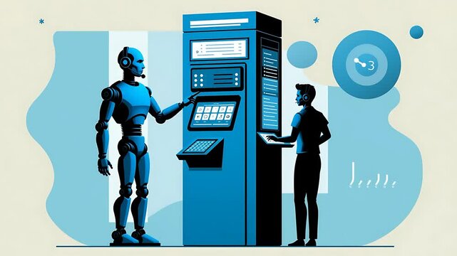 Human and Robot Collaborating on Futuristic Technology Interface