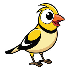 A yellow cartoon bird with an orange beak stands and opens its mouth